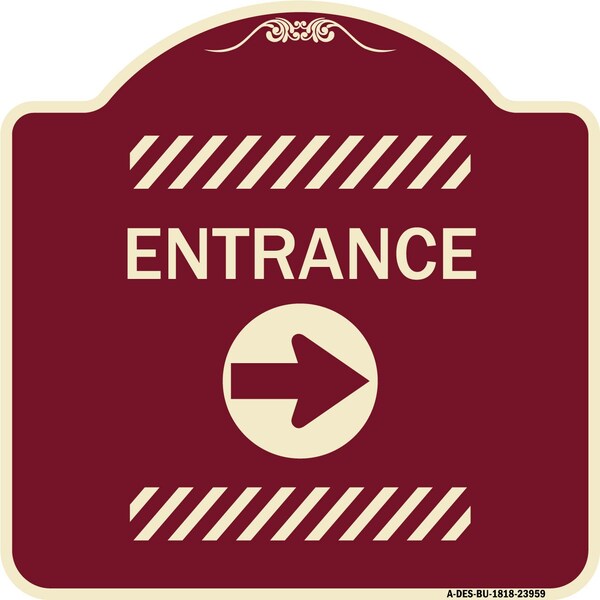 Signmission Flex Post Entrance with Right Arrow Decal for Flex Paddle Aluminum Sign, 18" L, 18" H, BU-1818-23959 A-DES-BU-1818-23959 - main